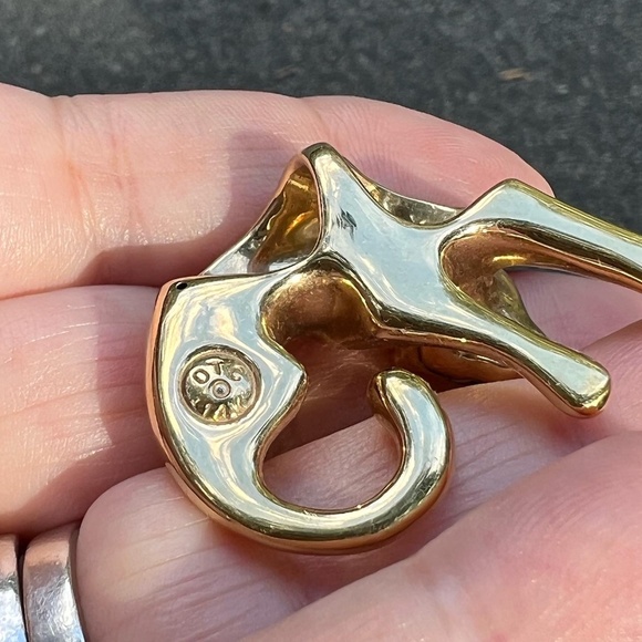 VINTAGE 14K YELLOW GOLD LARGE JAGUAR PANTHER SLIDE PENDANT WELL MADE